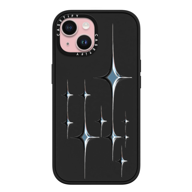 CASETiFY iPhone 15 ケース マットブラック インパクトケース MagSafe対応 Star Chrome Sparkles - Graphite