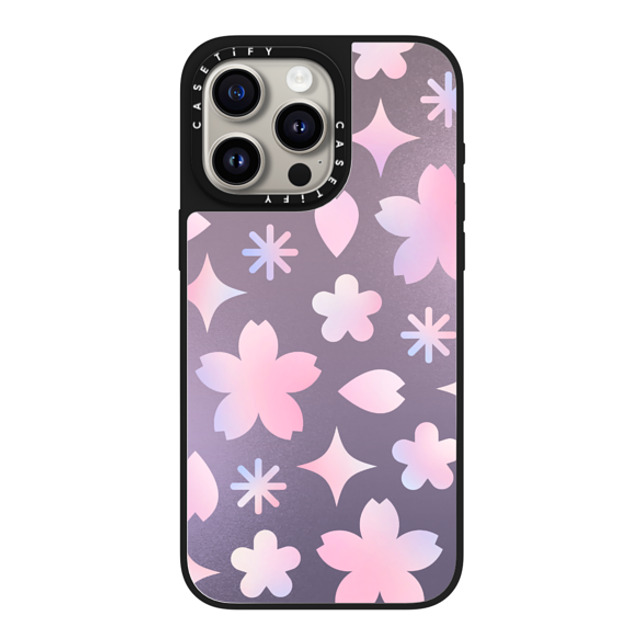 CASETiFY iPhone 15 Pro Max Case Silver on Black ミラーケース MagSafe対応 Shiny Sakura Pattern Purple casetify_artist CASETiFY iPhone 15 Pro Max Case Silver on Black ミラーケース MagSafe対応 Shiny Sakura Pattern Purple casetify_artist