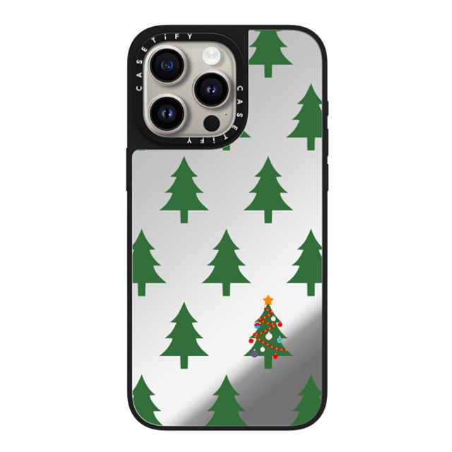 CASETiFY iPhone 15 Pro Max ケース Silver on Black ミラーケース MagSafe対応 O Christmas Tree casetify_artist