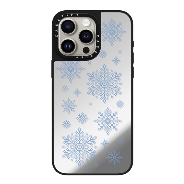 CASETiFY iPhone 15 Pro Max ケース Silver on Black ミラーケース MagSafe対応 Needlepoint Snowflakes casetify_artist