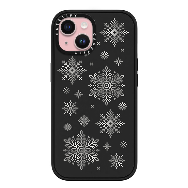 CASETiFY iPhone 15 ケース マットブラック インパクトケース MagSafe対応 Needlepoint Snowflakes casetify_artist