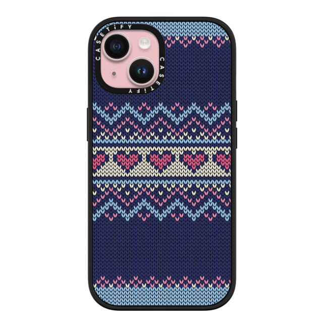 CASETiFY iPhone 15 ケース マットブラック インパクトケース MagSafe対応 Blue Fair Isle Sweater casetify_artist