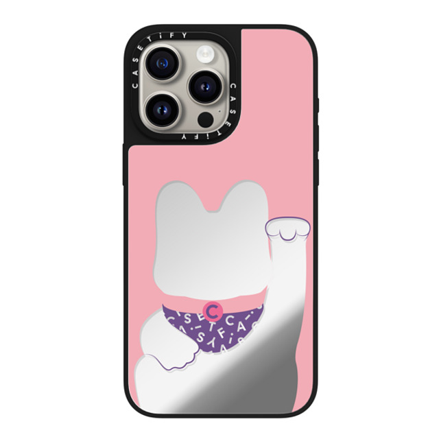 CASETiFY iPhone 15 Pro Max ケース Silver on Black ミラーケース MagSafe対応 Lucky Cat Pink casetify_artist