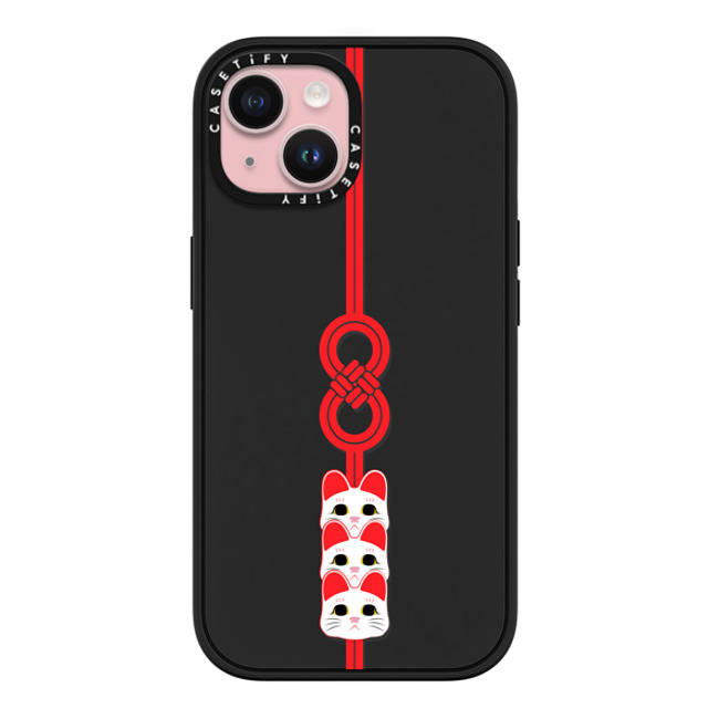 CASETiFY iPhone 15 ケース マットブラック インパクトケース MagSafe対応 Lucky Knot, Lucky Cat casetify_artist