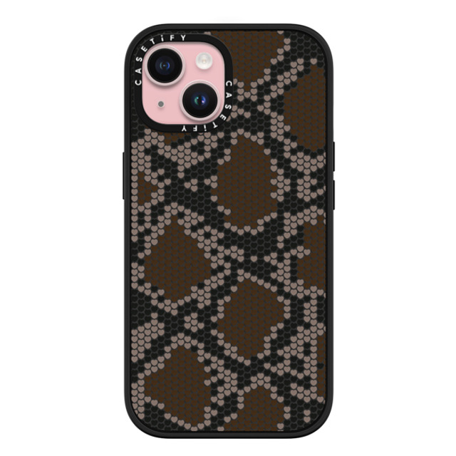 CASETiFY iPhone 15 ケース マットブラック インパクトケース MagSafe対応 Brown Heart Snake Print casetify_artist