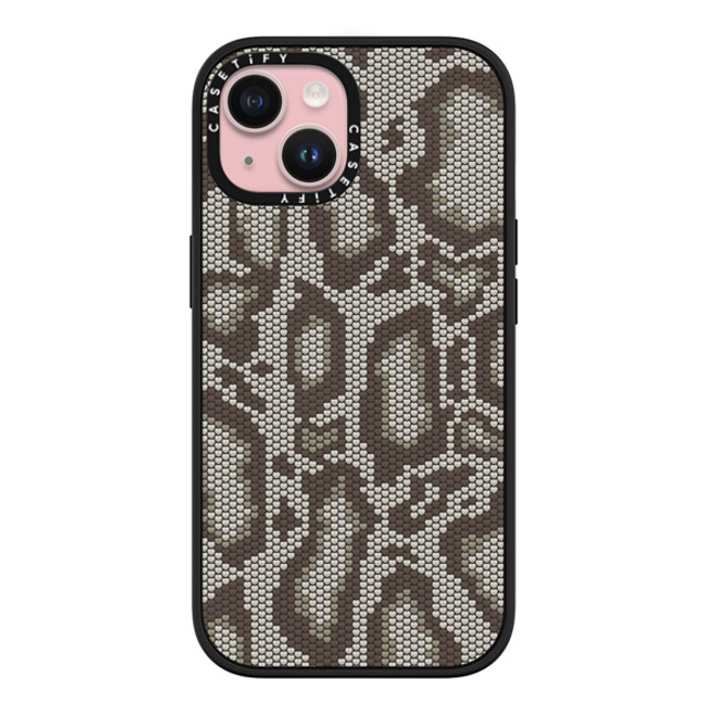 CASETiFY iPhone 15 ケース マットブラック インパクトケース MagSafe対応 Beige Heart Snake Print casetify_artist