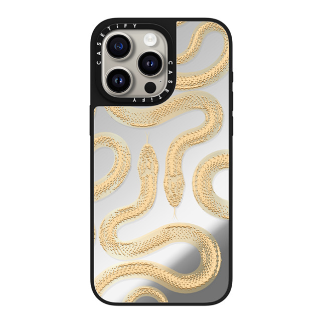 CASETiFY iPhone 15 Pro Max ケース Silver on Black ミラーケース MagSafe対応 Gold Kingsnake casetify_artist