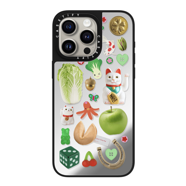 CASETiFY iPhone 15 Pro Max Case Silver on Black ミラーケース MagSafe対応 Lucky Cabbage Patch casetify_artist CASETiFY iPhone 15 Pro Max Case Silver on Black ミラーケース MagSafe対応 Lucky Cabbage Patch casetify_artist