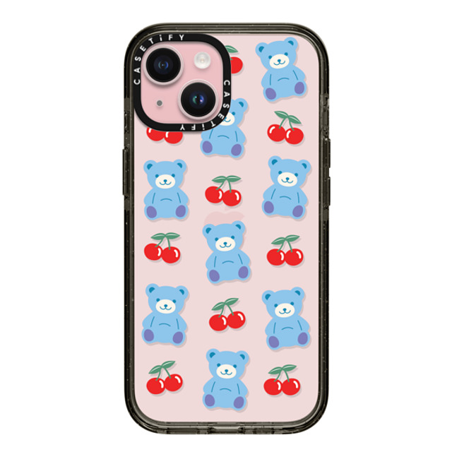 CASETiFY iPhone 15 ケース ブラック インパクトケース Animal,Cartoon,Pattern,Cartoon,Y2K,Bear Cherrie Bear