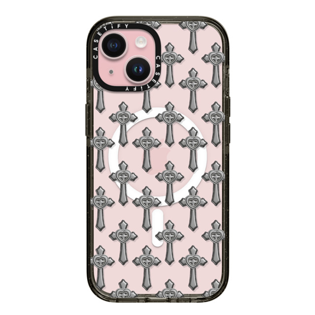 CASETiFY iPhone 15 Case Black Impact Case MagSafe Compatible Pattern,Monochrome Pattern,Monochrome Chrome Cross Back to School CASETiFY iPhone 15 Case Black Impact Case MagSafe Compatible Pattern,Monochrome Pattern,Monochrome Chrome Cross Back to School