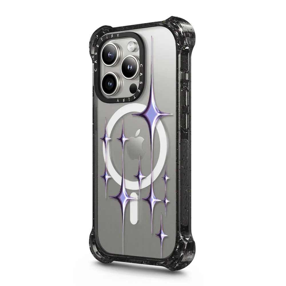 Bounce iPhone 15 Pro Max Case MagSafe Compatible - Chrome Sparkles - Purple