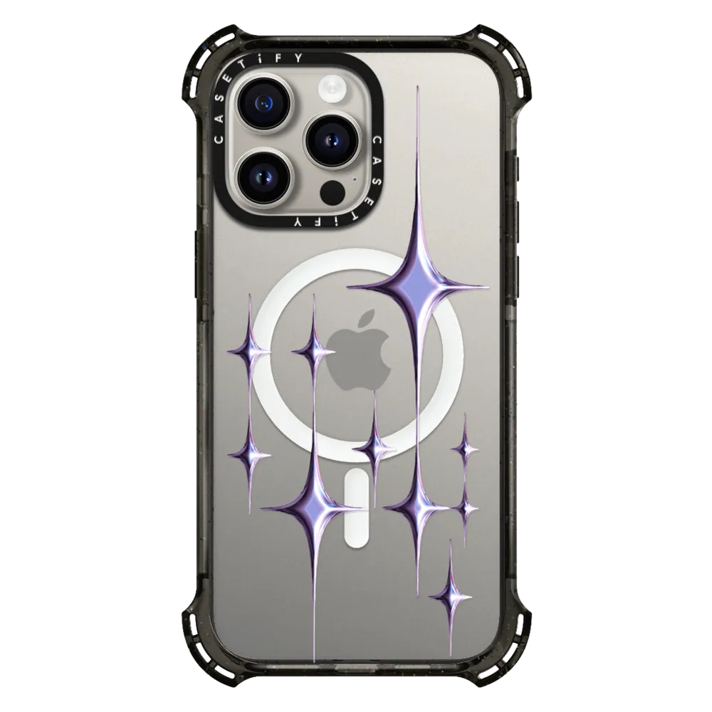 Bounce iPhone 15 Pro Max Case MagSafe Compatible - Chrome Sparkles - Purple