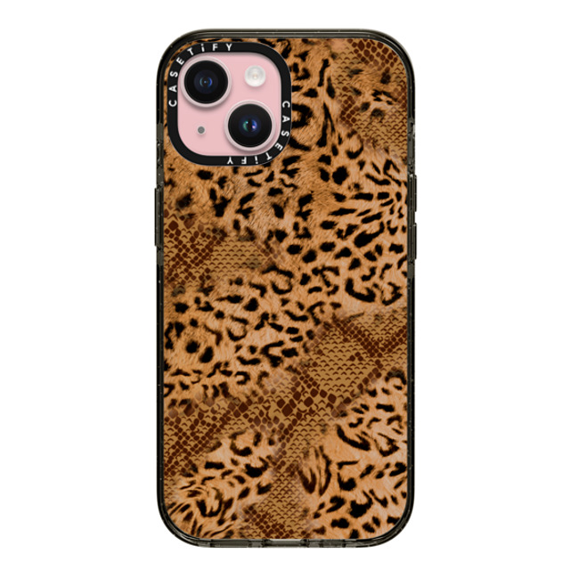 CASETiFY iPhone 15 ケース ブラック インパクトケース Leopard Brown Leopard