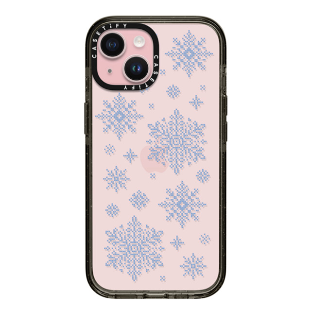 CASETiFY iPhone 15 ケース ブラック インパクトケース Needlepoint Snowflakes casetify_artist