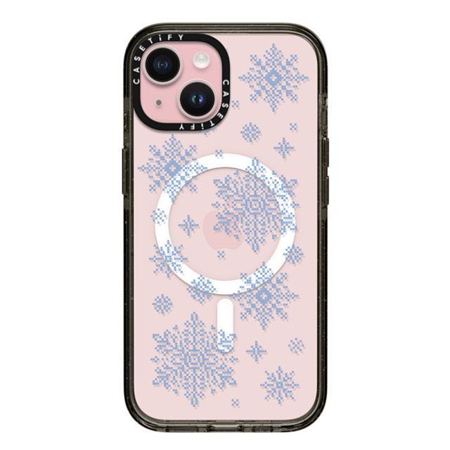 CASETiFY iPhone 15 ケース ブラック インパクトケース MagSafe対応 Needlepoint Snowflakes casetify_artist