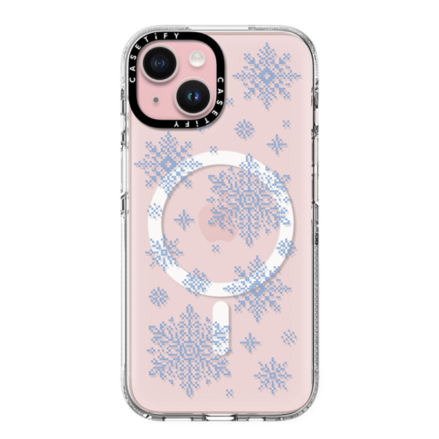 CASETiFY iPhone 15 ケース クリア クリア ケース MagSafe対応 Needlepoint Snowflakes casetify_artist