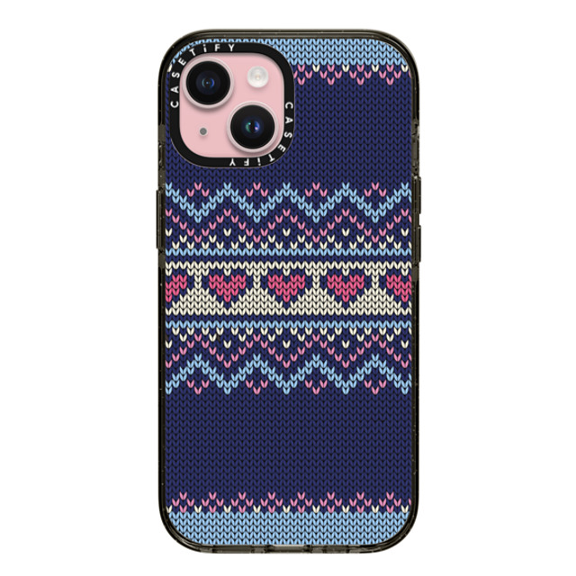 CASETiFY iPhone 15 ケース ブラック インパクトケース Blue Fair Isle Sweater casetify_artist