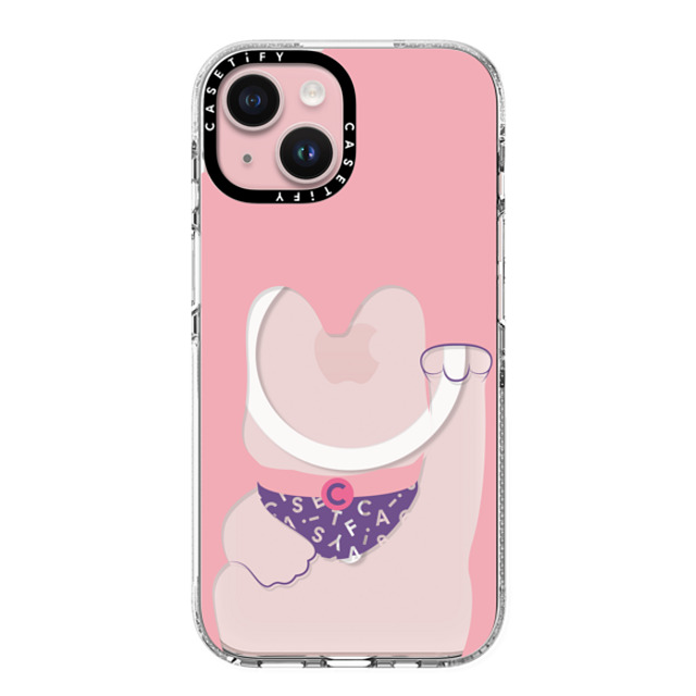 CASETiFY iPhone 15 ケース クリア クリア ケース MagSafe対応 Lucky Cat Pink casetify_artist