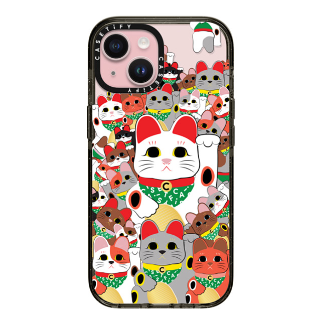 CASETiFY iPhone 15 ケース ブラック インパクトケース Lucky Cat Parade casetify_artist