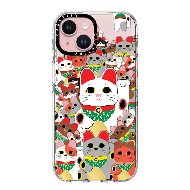 CASETiFY iPhone 15 ケース クリア クリア ケース MagSafe対応 Lucky Cat Parade casetify_artist