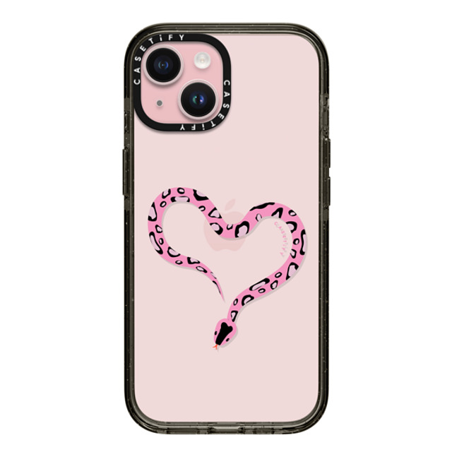 CASETiFY iPhone 15 ケース ブラック インパクトケース Pink Heart Snake casetify_artist