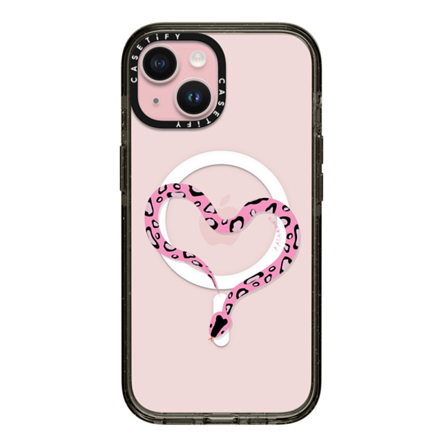 CASETiFY iPhone 15 ケース ブラック インパクトケース MagSafe対応 Pink Heart Snake casetify_artist