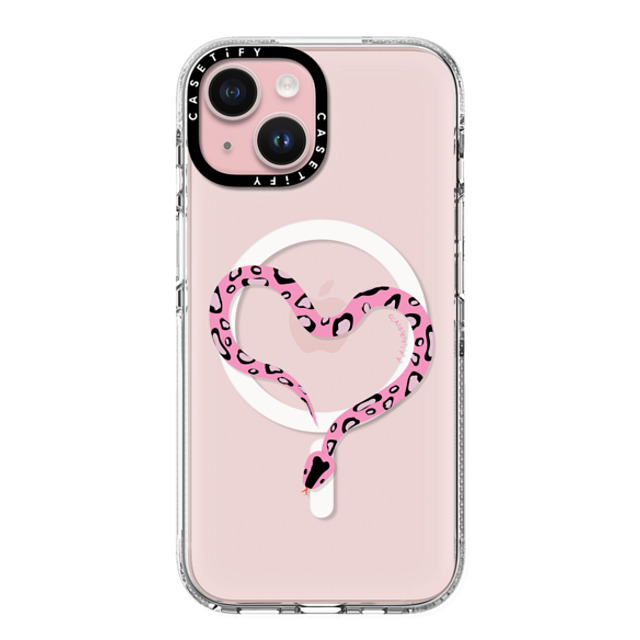 CASETiFY iPhone 15 ケース クリア クリア ケース MagSafe対応 Pink Heart Snake casetify_artist