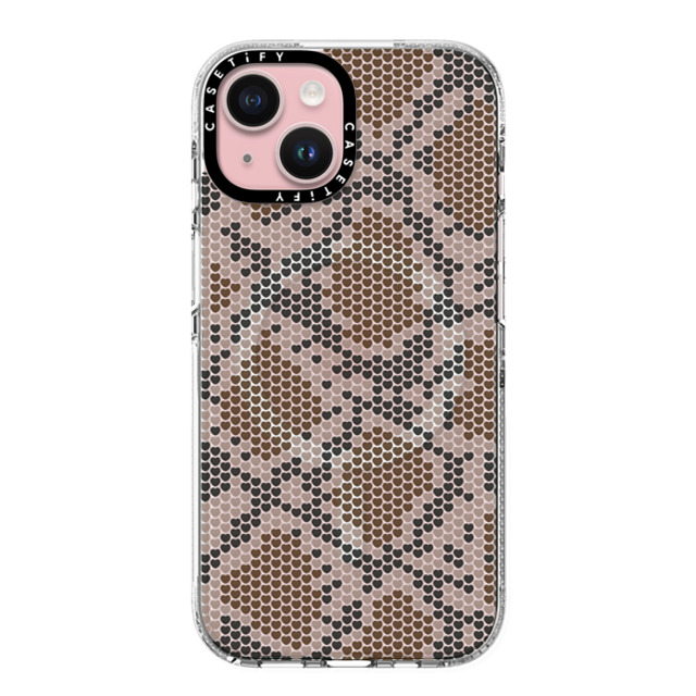 CASETiFY iPhone 15 ケース クリア クリア ケース MagSafe対応 Brown Heart Snake Print casetify_artist