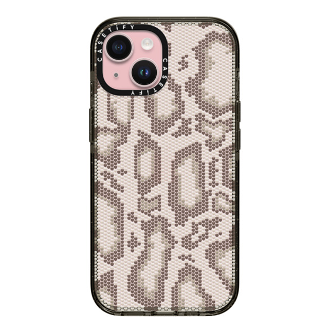 CASETiFY iPhone 15 ケース ブラック インパクトケース Beige Heart Snake Print casetify_artist