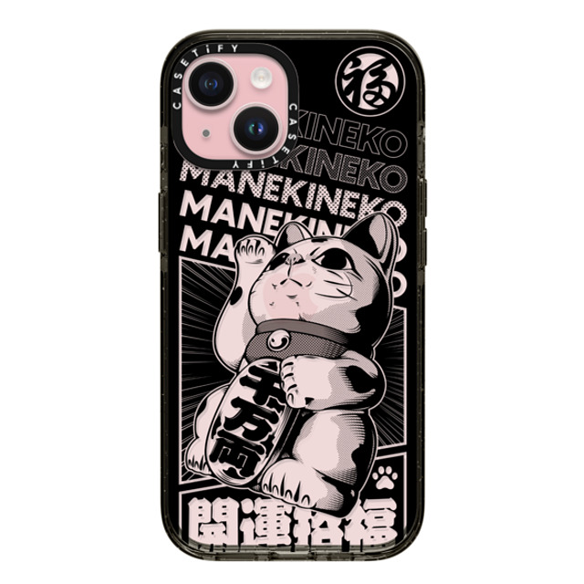 CASETiFY iPhone 15 ケース ブラック インパクトケース Lucky Cat Comic casetify_artist