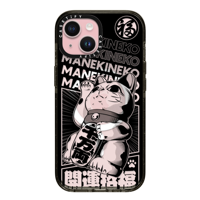 CASETiFY iPhone 15 ケース ブラック インパクトケース MagSafe対応 Lucky Cat Comic casetify_artist