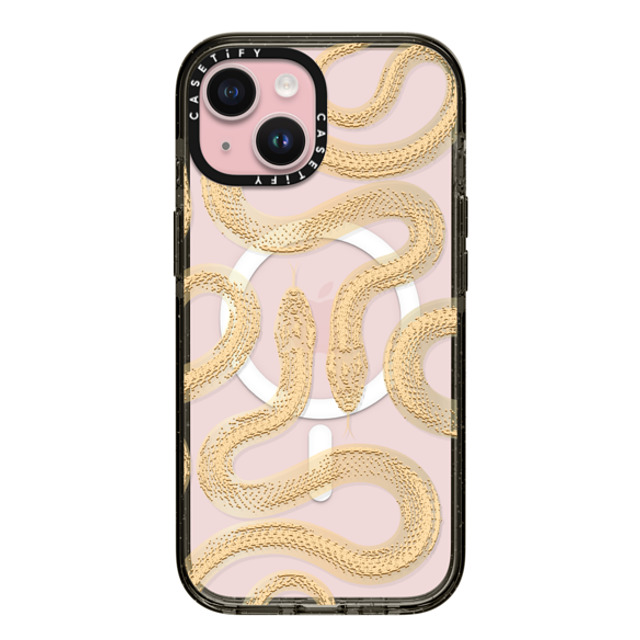 CASETiFY iPhone 15 ケース ブラック インパクトケース MagSafe対応 Gold Kingsnake casetify_artist