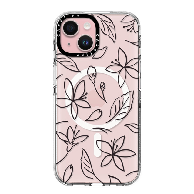 CASETiFY iPhone 15 ケース クリア クリア ケース MagSafe対応 フローラル Monochrome Sakura