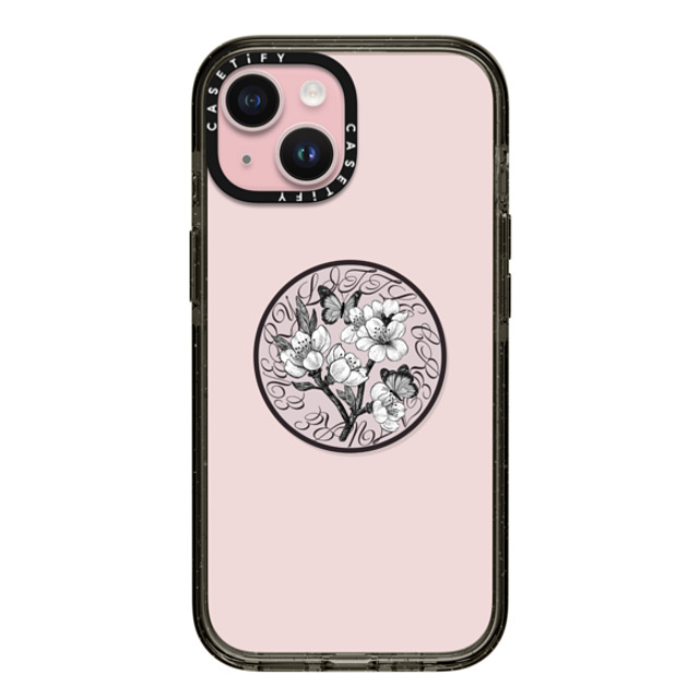 CASETiFY iPhone 15 ケース ブラック インパクトケース フローラル Sakura Medal