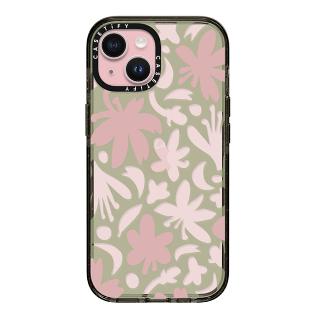 CASETiFY iPhone 15 ケース ブラック インパクトケース フローラル Botanical Sakura