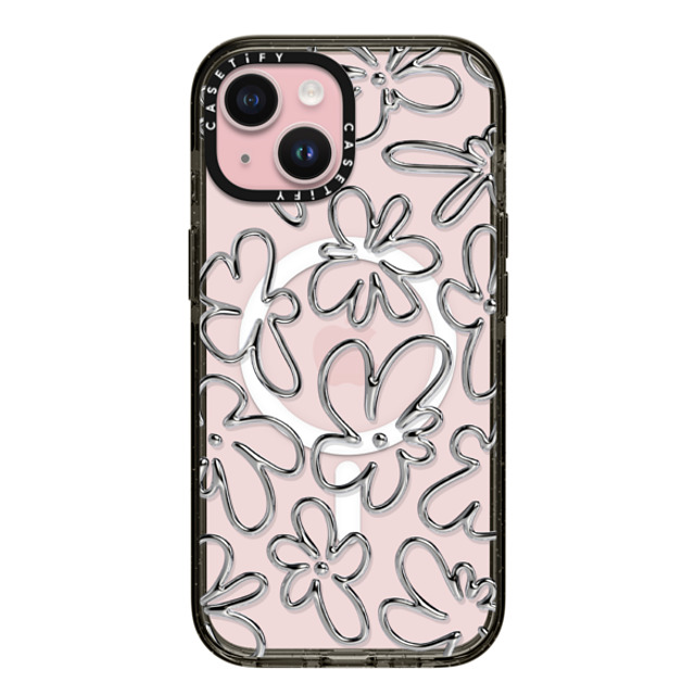 CASETiFY iPhone 15 Case Black Impact Case MagSafe Compatible Chrome Flower casetify_artist Back to School CASETiFY iPhone 15 Case Black Impact Case MagSafe Compatible Chrome Flower casetify_artist Back to School