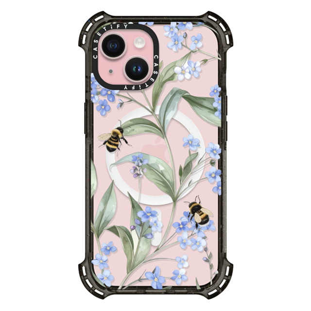 CASETiFY iPhone 15 Case Black Bounce Case MagSafe Compatible Floral,Pattern Pattern,Floral Forget me Not