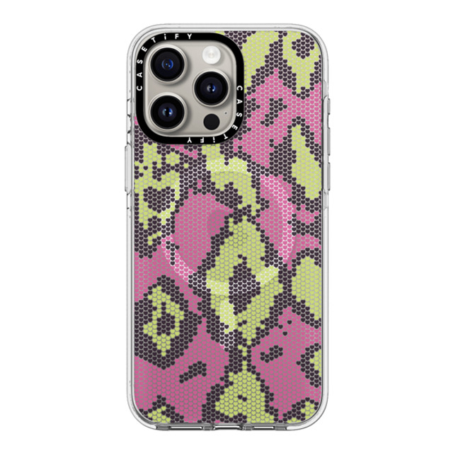 CASETiFY iPhone 15 Pro Max ケース クリア クリア ケース MagSafe対応 Pink Green Heart Snake Print casetify_artist