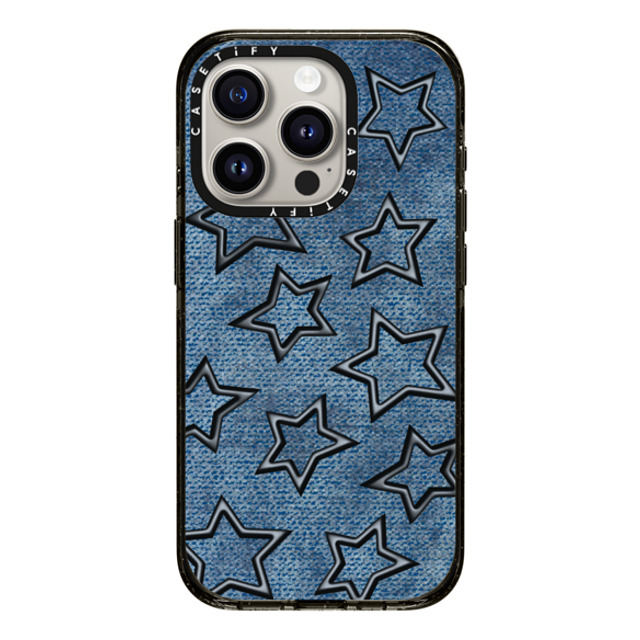 CASETiFY iPhone 15 Pro ケース ブラック インパクトケース MagSafe対応 Dark Academia,Star STAR DENIM