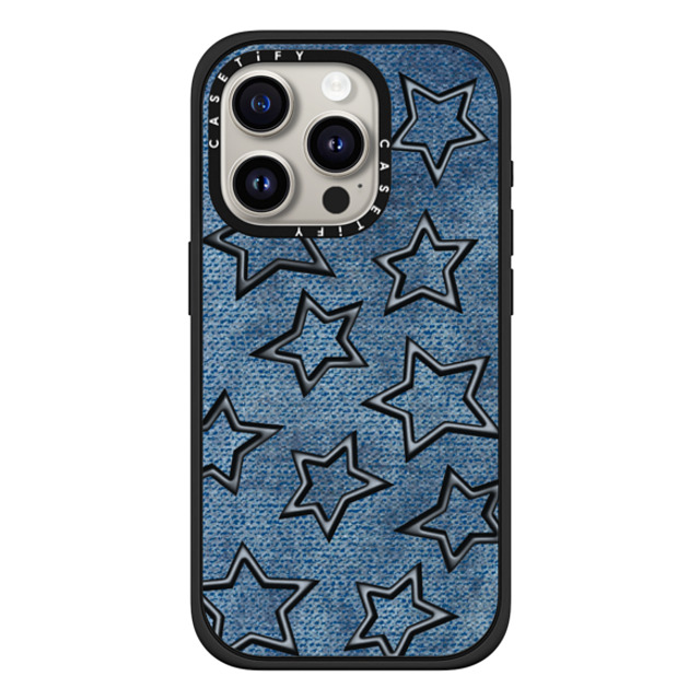 CASETiFY iPhone 15 Pro ケース マットブラック インパクトケース MagSafe対応 Dark Academia,Star STAR DENIM