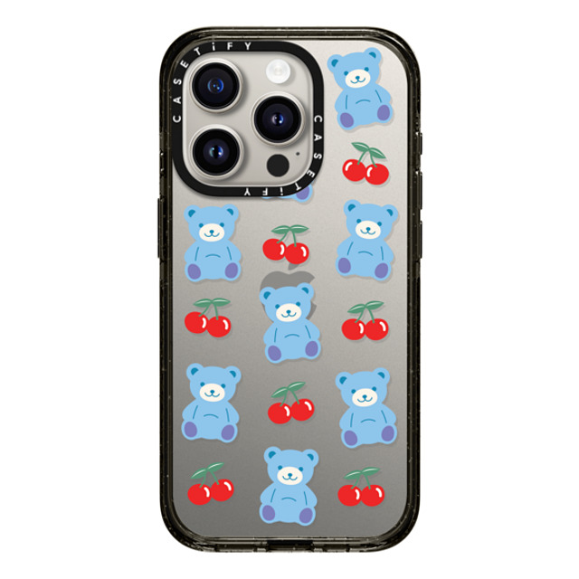 CASETiFY iPhone 15 Pro ケース ブラック インパクトケース Animal,Cartoon,Pattern,Cartoon,Y2K,Bear Cherrie Bear