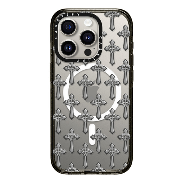 CASETiFY iPhone 15 Pro Case Black Impact Case MagSafe Compatible Pattern,Monochrome Pattern,Monochrome Chrome Cross Back to School CASETiFY iPhone 15 Pro Case Black Impact Case MagSafe Compatible Pattern,Monochrome Pattern,Monochrome Chrome Cross Back to School