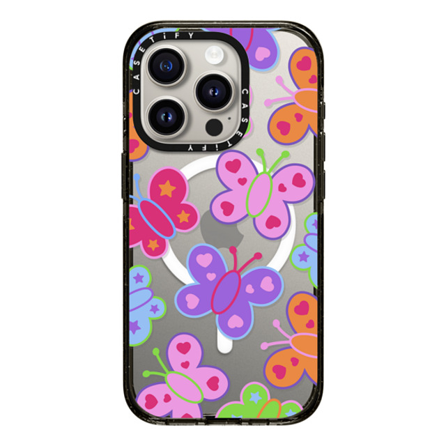 CASETiFY iPhone 15 Pro ケース ブラック インパクトケース MagSafe対応 Butterfly,Animal Animal,Butterfly,Maximalism,Y2K Butterfly Folk Father's Day CASETiFY iPhone 15 Pro ケース ブラック インパクトケース MagSafe対応 Butterfly,Animal Animal,Butterfly,Maximalism,Y2K Butterfly Folk Father's Day
