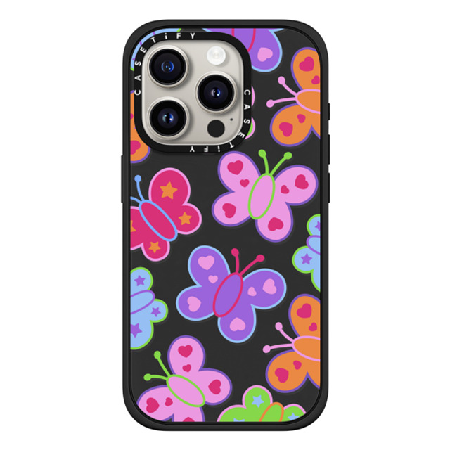 CASETiFY iPhone 15 Pro ケース マットブラック インパクトケース MagSafe対応 Butterfly,Animal Animal,Butterfly,Maximalism,Y2K Butterfly Folk Father's Day CASETiFY iPhone 15 Pro ケース マットブラック インパクトケース MagSafe対応 Butterfly,Animal Animal,Butterfly,Maximalism,Y2K Butterfly Folk Father's Day