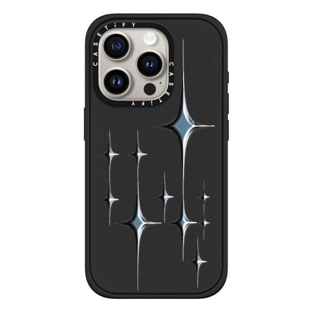 CASETiFY iPhone 15 Pro ケース マットブラック インパクトケース MagSafe対応 Star Chrome Sparkles - Graphite