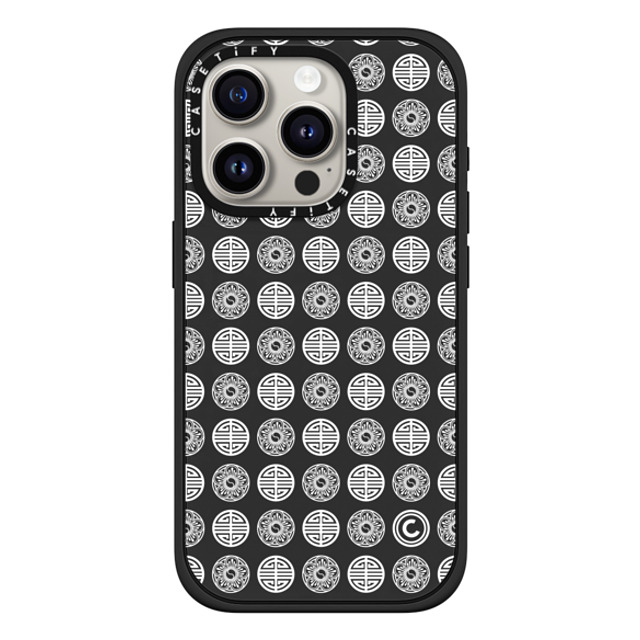 CASETiFY iPhone 15 Pro Case Matte Black Impact Case MagSafe Compatible Dancheong Pattern White casetify_artist CASETiFY iPhone 15 Pro Case Matte Black Impact Case MagSafe Compatible Dancheong Pattern White casetify_artist