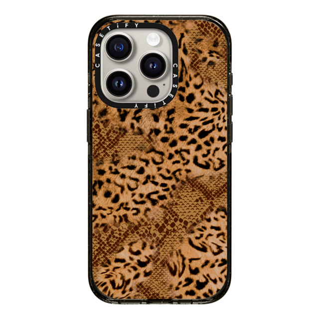 CASETiFY iPhone 15 Pro ケース ブラック インパクトケース MagSafe対応 Leopard Brown Leopard