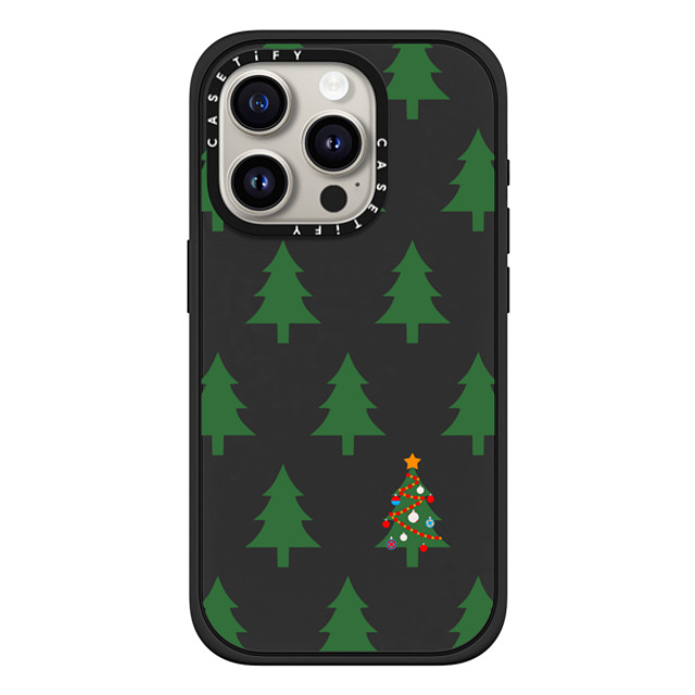 CASETiFY iPhone 15 Pro ケース マットブラック インパクトケース MagSafe対応 O Christmas Tree casetify_artist