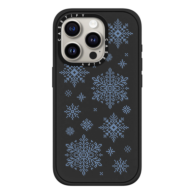 CASETiFY iPhone 15 Pro ケース マットブラック インパクトケース MagSafe対応 Needlepoint Snowflakes casetify_artist