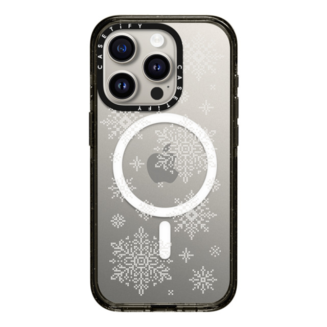 CASETiFY iPhone 15 Pro ケース ブラック インパクトケース MagSafe対応 Needlepoint Snowflakes casetify_artist